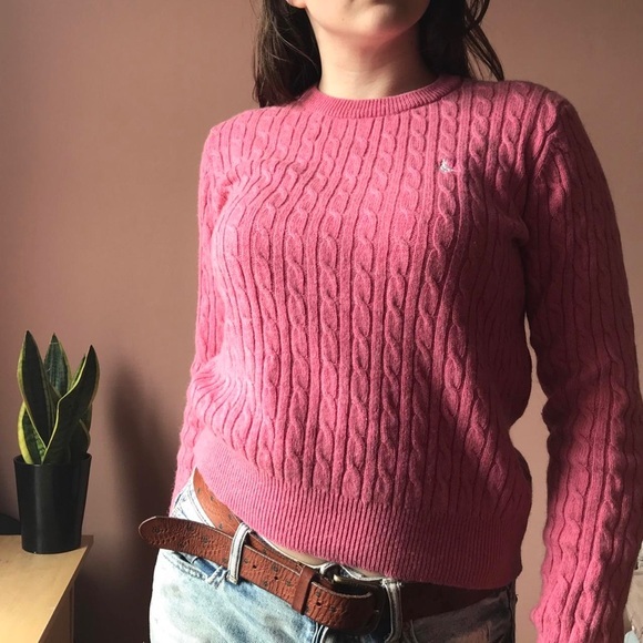 Jack Wills 100% Lambswool Cable Knit Sweater Pink (Uk 10 / Us 6)